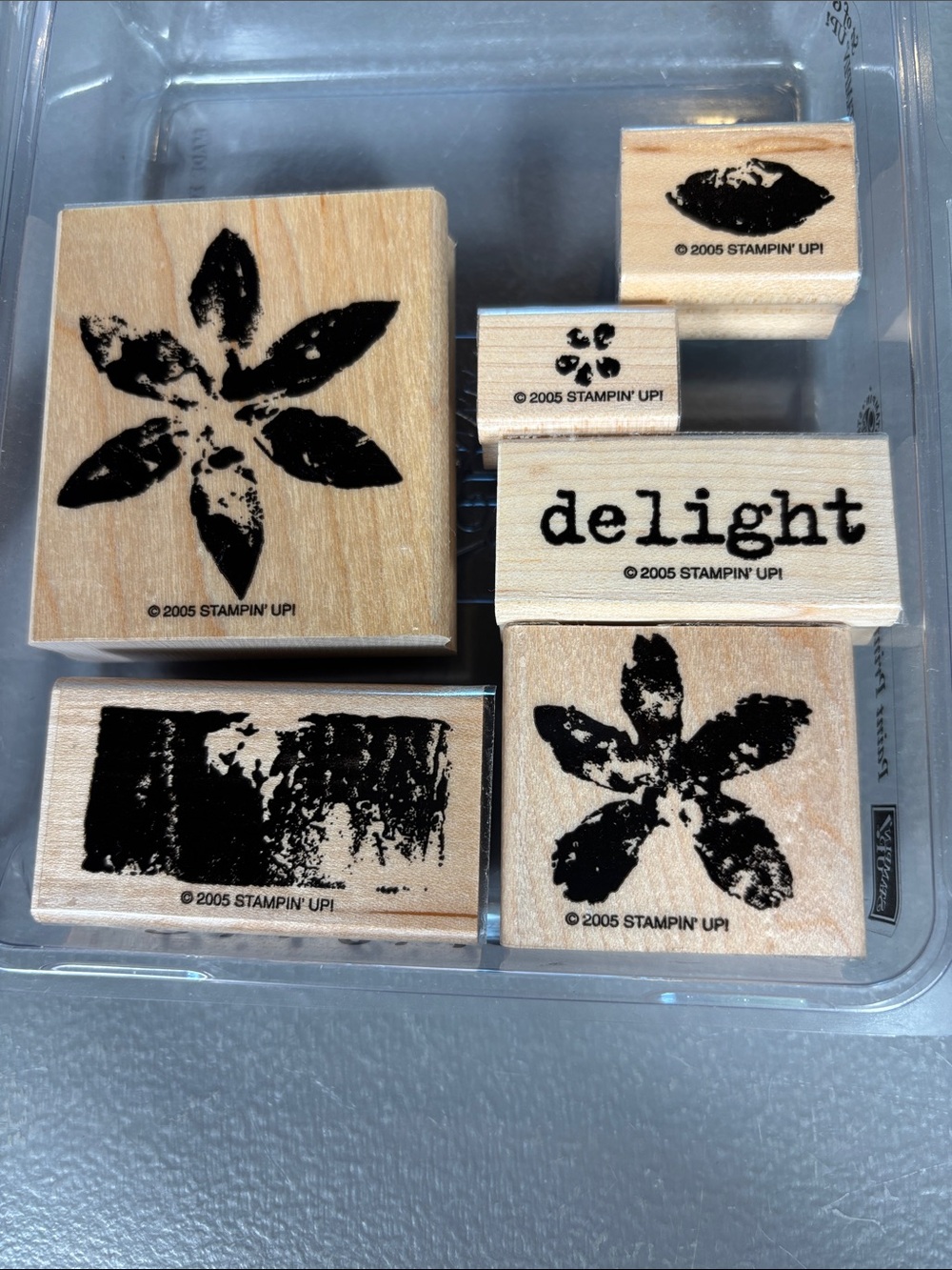 Stampin’ Up! Paint Prints 2005 Retired Set of 6 Wood Mounted Rubber Stamps